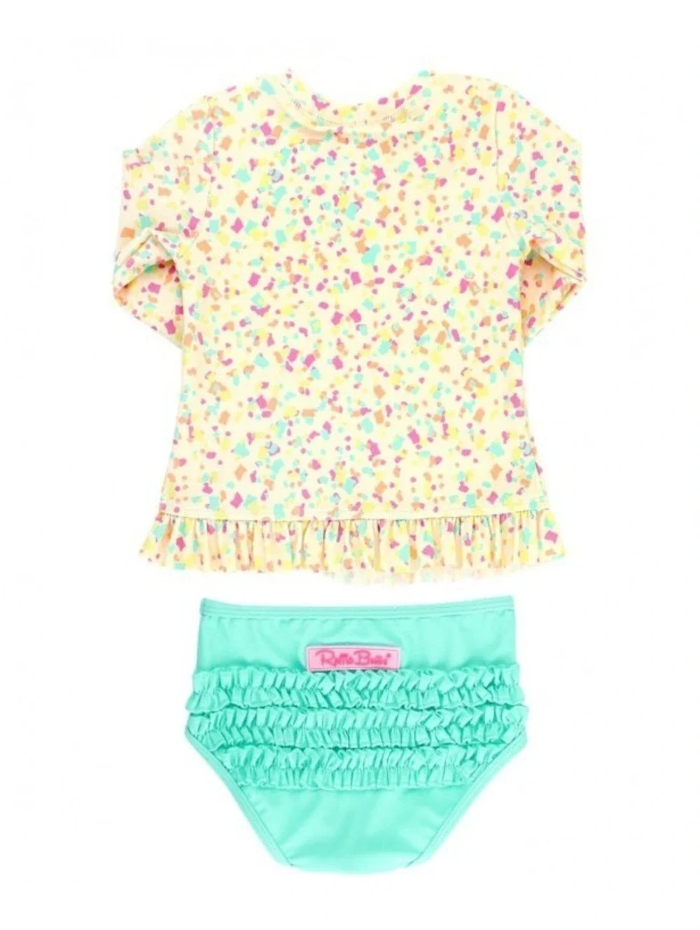 Ruffle Butts Confetti Rash Guard Two Piece Girls Size 8